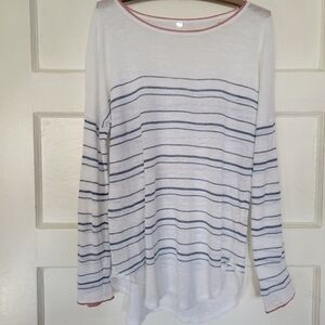 Margaret O'Leary Linen Blend Striped Ballet Neck Sweater